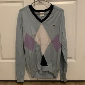LACOSTE ARGYLE SWEATER VNECK MENS SIZE 4